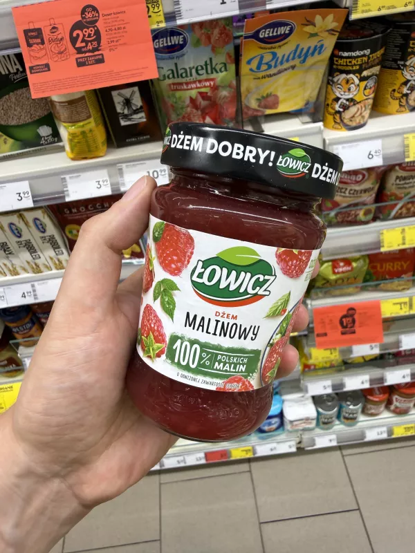 Łowicz Dżem Malinowy o obniżonej zawartości cukrów | 280g