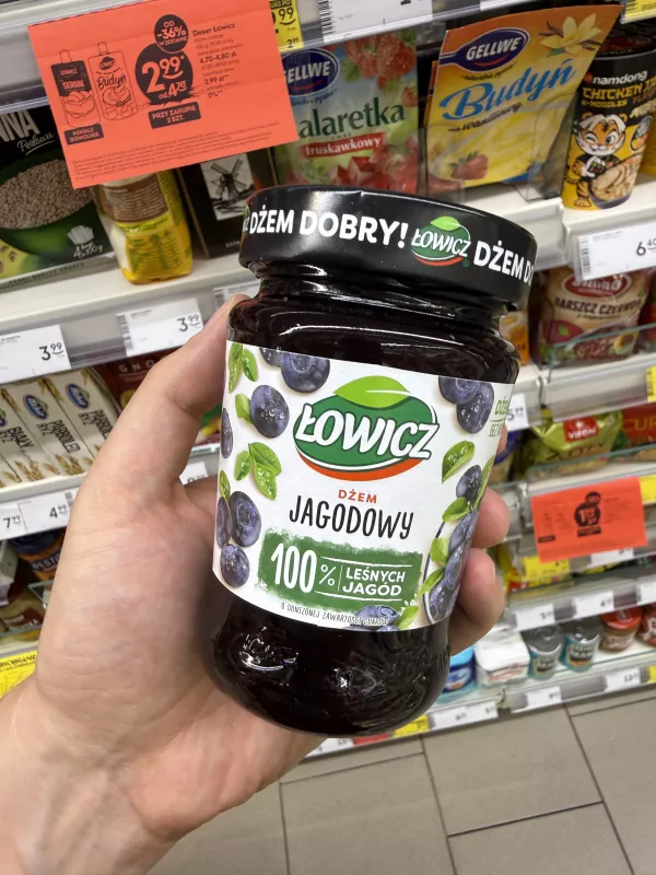 Łowicz Dżem Jagodowy o obniżonej zawartości cukrów | 280g
