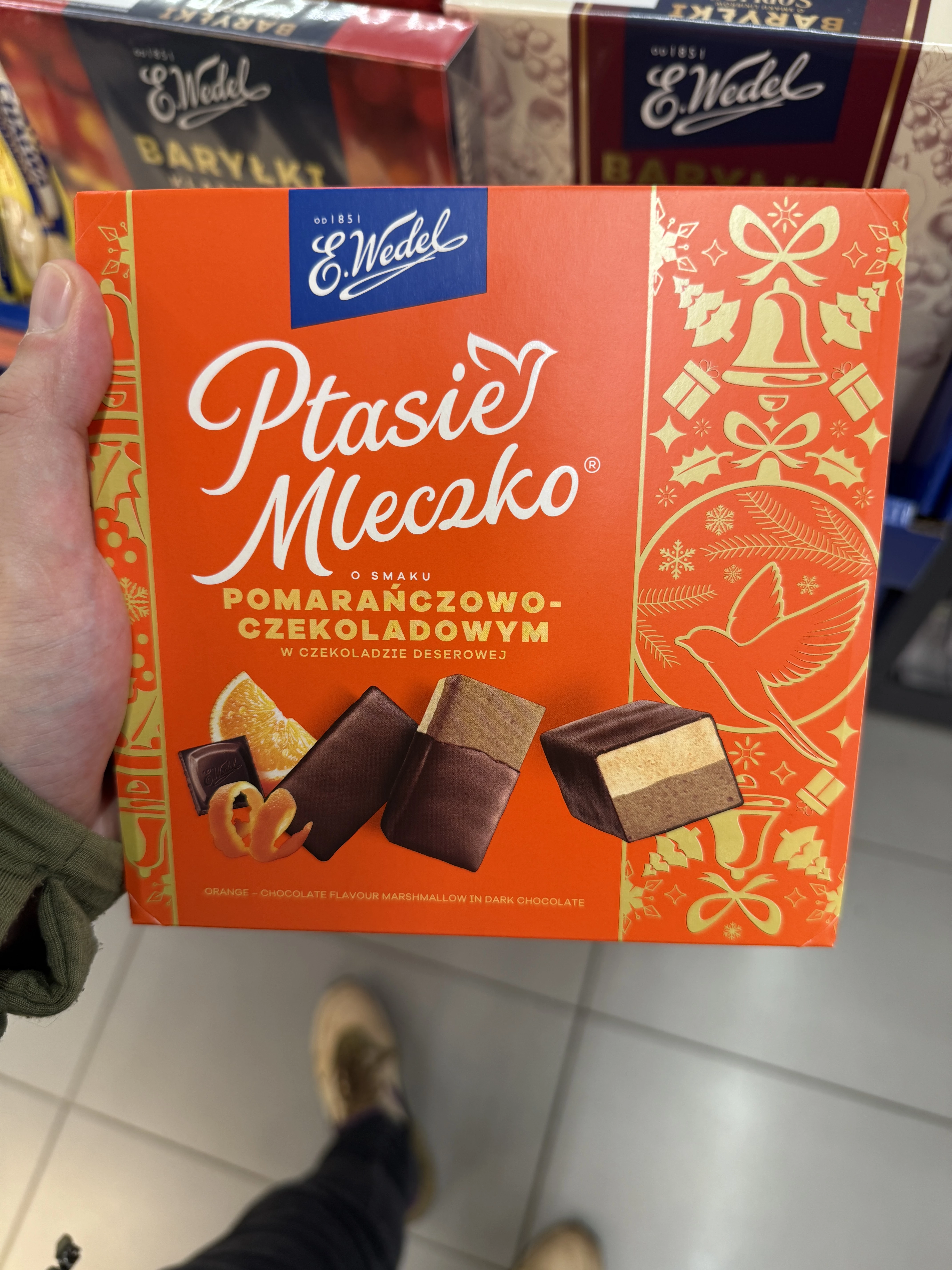 E. Wedel Ptasie Mleczko o smaku pomarańczowo-czekoladowym w czekoladzie deserowej | 340g