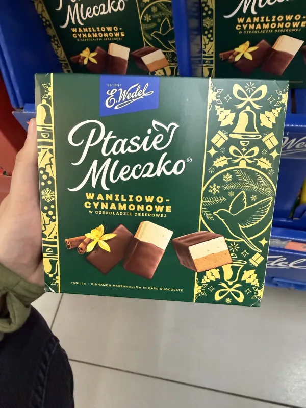 E. Wedel Ptasie Mleczko waniliowo-cynamonowe w czekoladzie deserowej | 340g