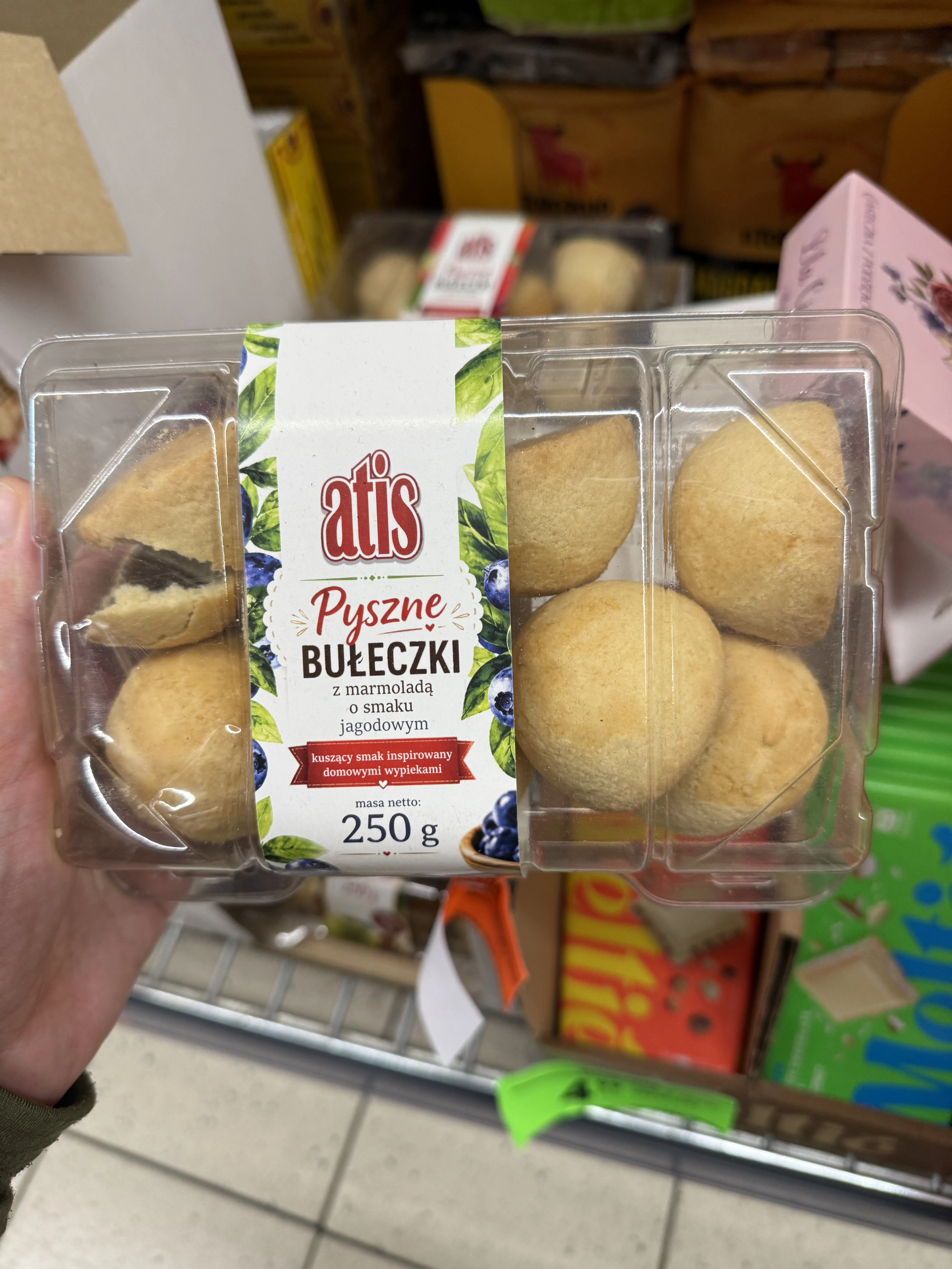 Atis Pyszne Bułeczki z marmoladą o smaku jagodowym | 250g