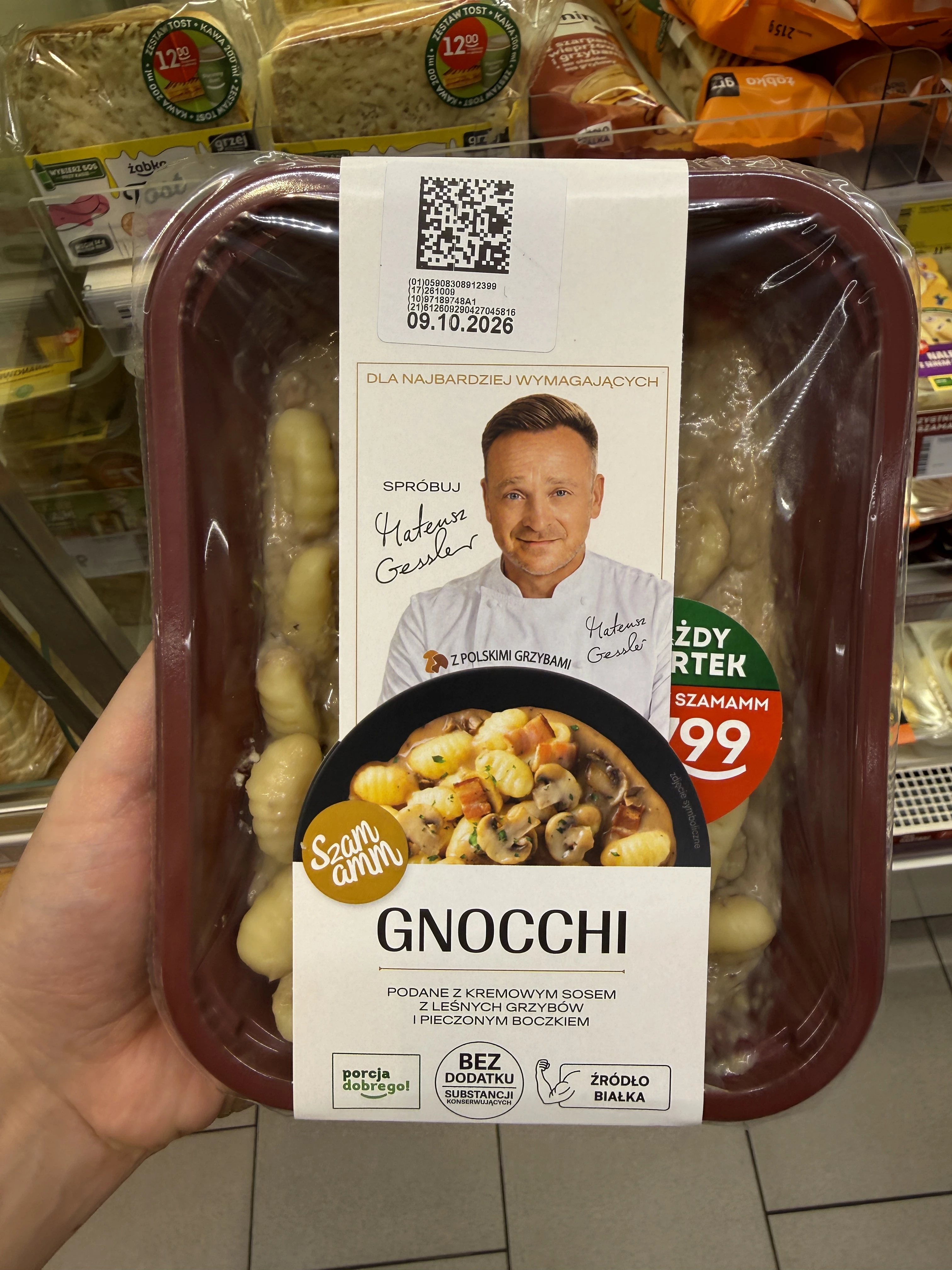 Szamamm Gnocchi z kremowym sosem z leśnych grzybów i pieczonym boczkiem Mateusz Gessler | 400g