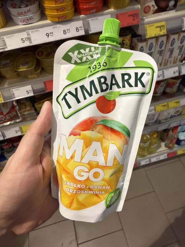 Tymbark Mus Mango, Jabłko, Banan, Brzoskwinia XXL | 200g