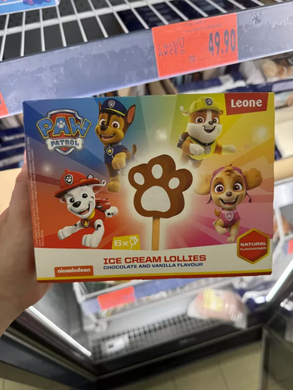 Leone Paw Patrol Ice Cream Lollies / Lody na patyku o smaku czekoladowym i waniliowym | 198g / 360ml