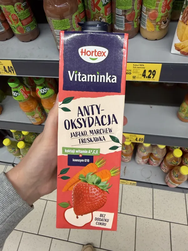 Hortex Vitaminka Antyoksydacja jabłko, marchew, truskawka | 1000ml