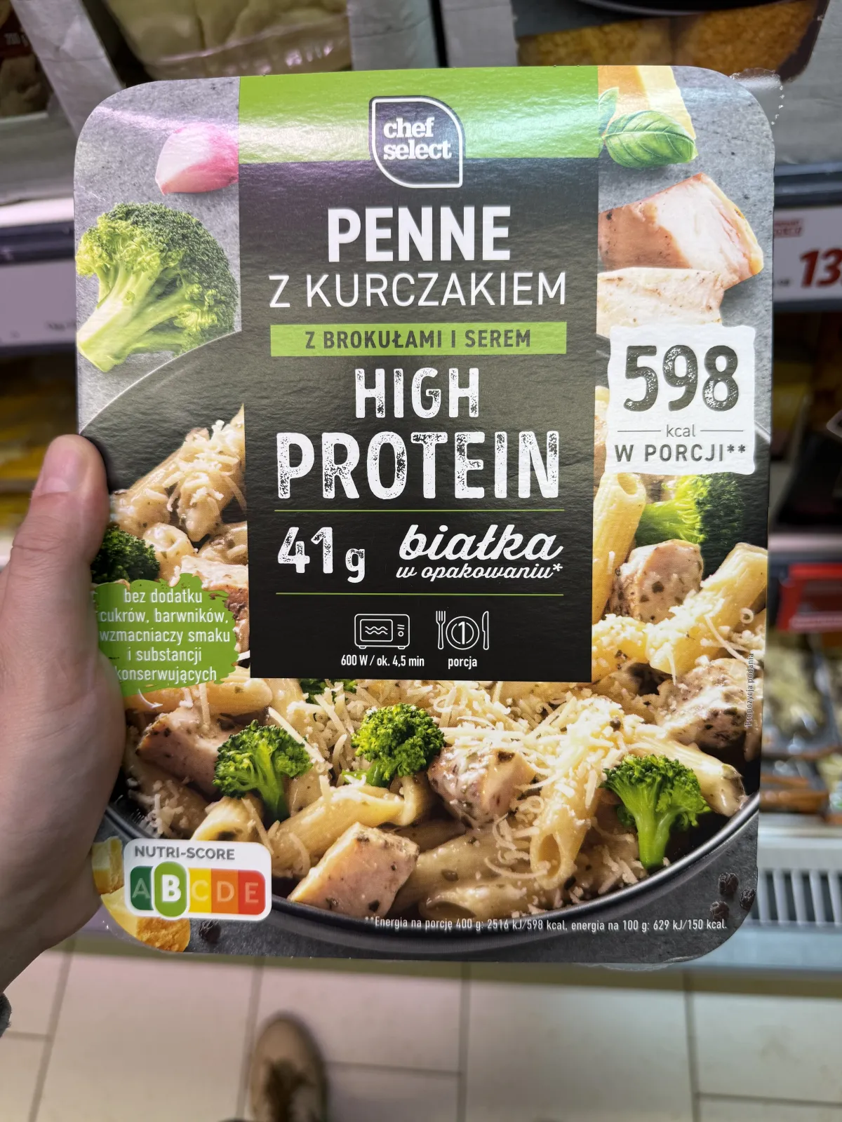 Chef Select Penne z kurczakiem z brokułami i serem High Protein | 400g