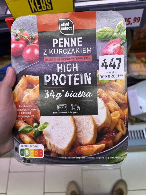Chef Select Penne z kurczakiem w sosie pomidorowym w stylu włoskim High Protein | 400g