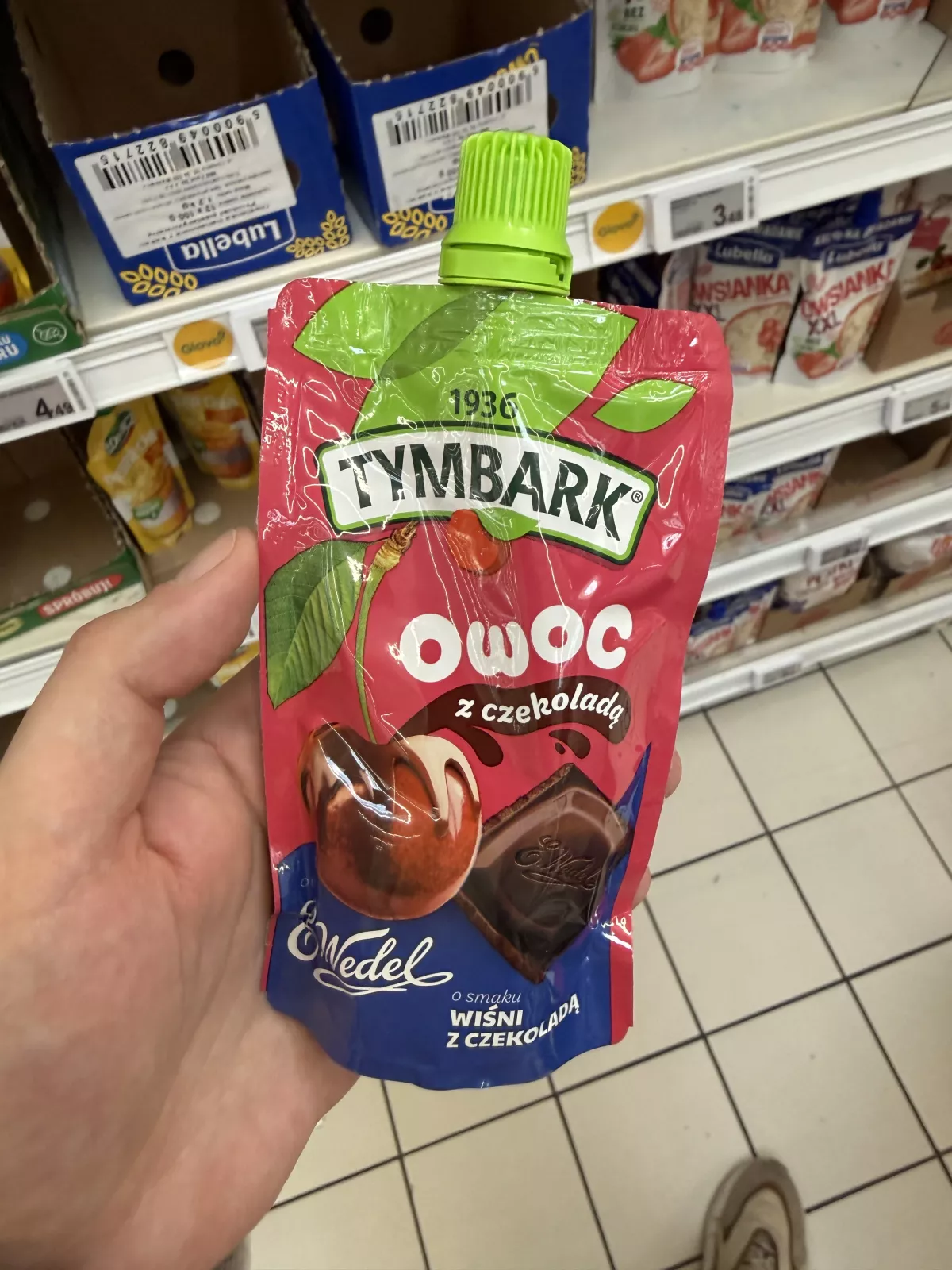 Tymbark Owoc z czekoladą Wedel wiśnia | 100g