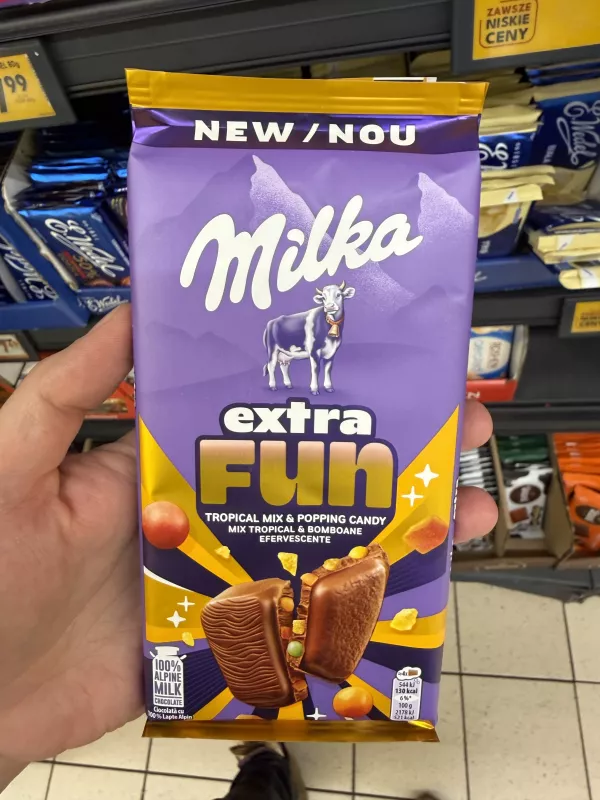 Milka Extra Fun Tropical Mix & Popping Candy / Mix tropical & bomboane efervescente | 150g
