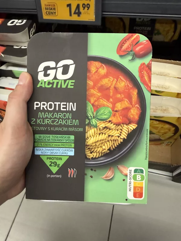 Go Active Protein Makaron z kurczakiem w sosie toskańskim (zaokrąglone rogi) | 420g