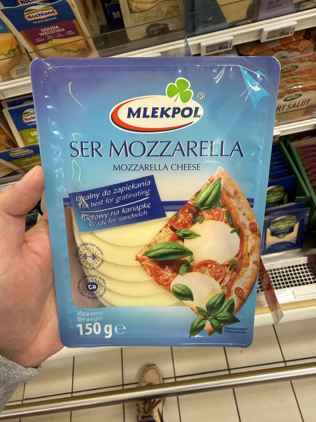 Mlekpol Ser Mozzarella w plastrach | 150g