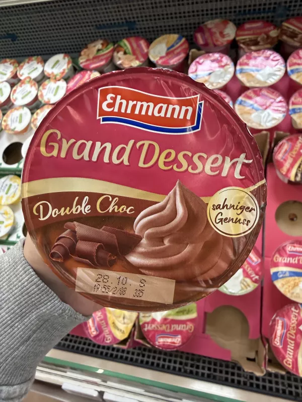 Ehrmann Grand Dessert Double Choc / Deser mleczny czekoladowy z bitą śmietanką o smaku czekoladowym | 190g