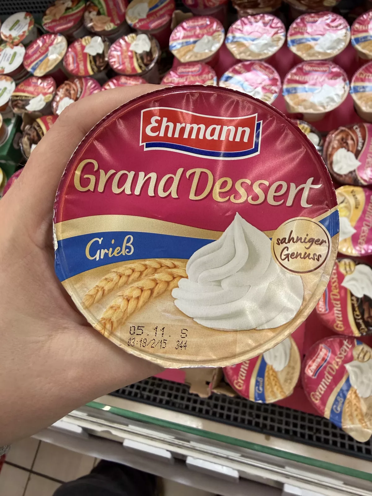 Ehrmann Grand Dessert Grieß / Deser mleczny z kaszą manną z bitą śmietanką | 190g