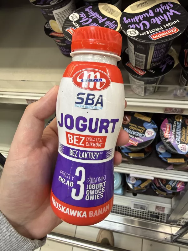 Mlekovita SBA Jogurt pitny bez laktozy Truskawka Banan | 250g
