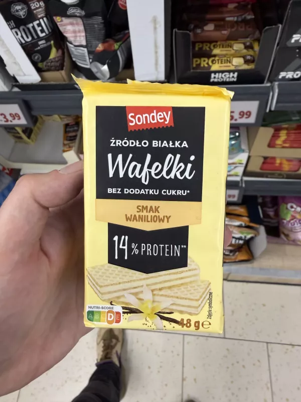 Sondey Wafelki źródło białka bez dodatku cukru Smak waniliowy | 48g