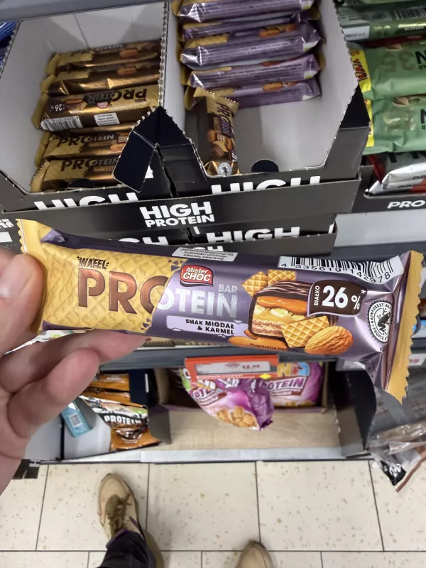 Mister Choc Wafel Protein Bar Migdał & Karmel | 38g