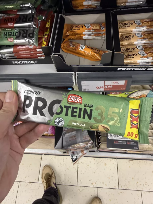 Mister Choc Crunchy Protein Bar 35% Pistacja XXL | 80g