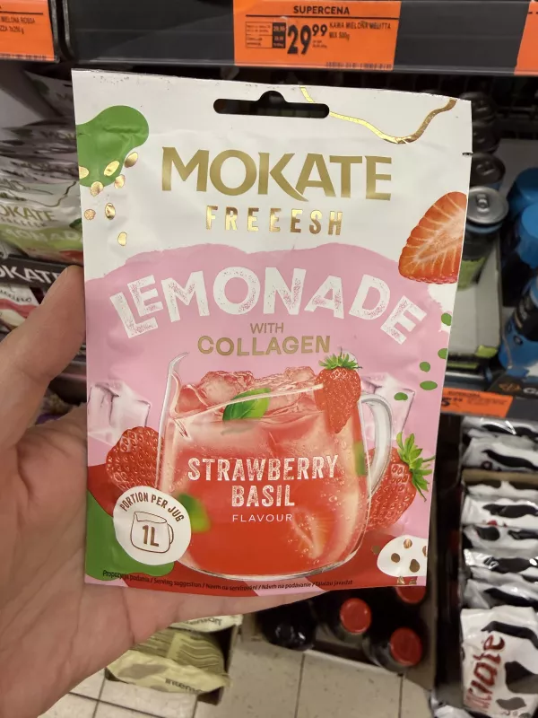 Mokate Freeesh Lemonade with Collagen Strawberry Basil Flavour | 40g