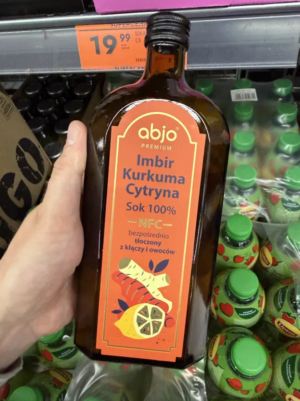 Abjo Premium Imbir Kurkuma Cytryna sok 100% NFC | 500ml
