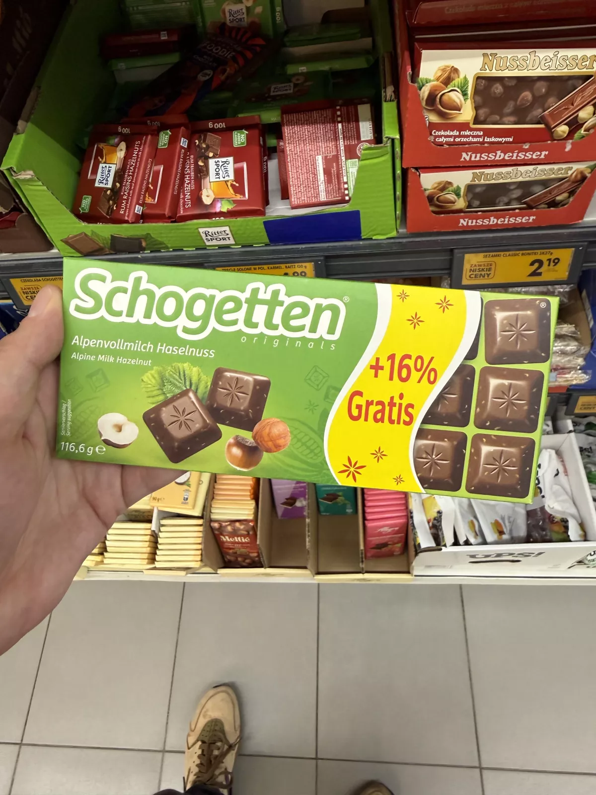Schogetten Originals Alpine Milk Hazelnut (+16% Gratis) | 116,6g