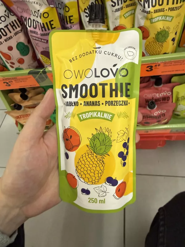 Owolovo Smoothie Tropikalnie Jabłko-Ananas-Porzeczka | 250ml