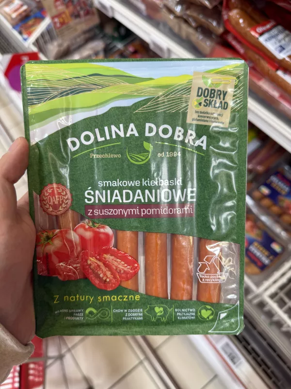 Dolina Dobra Smakowe kiełbaski śniadaniowe z suszonymi pomidorami | 200g