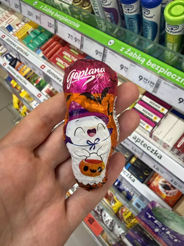 Goplana Halloween Figurka o smaku karmelowym w czekoladzie (duszek) | 30g