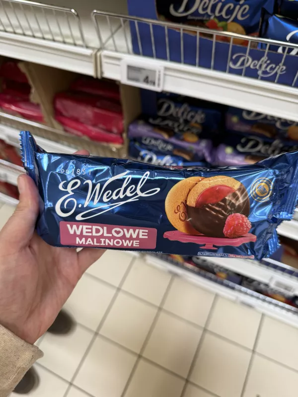 E.Wedel Wedlowe Malinowe biszkopty z galaretką malinową w czekoladzie | 147g