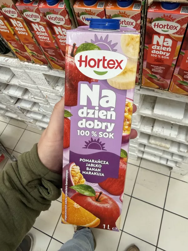 Hortex Na dzień dobry 100% sok pomarańcza, jabłko, banan, marakuja | 1000ml