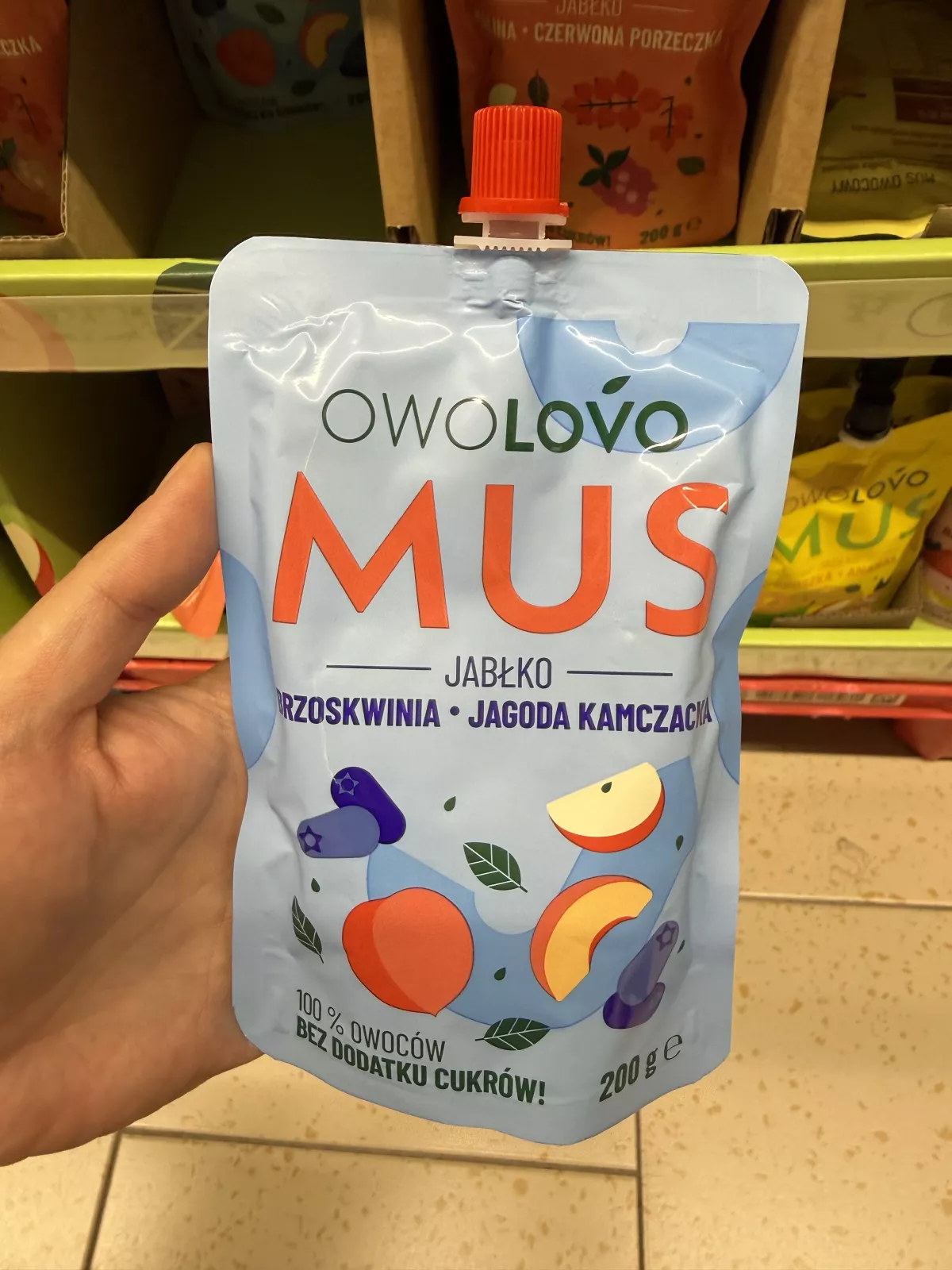 Owolovo Mus Jabłko Brzoskwinia Jagoda kamczacka | 200g