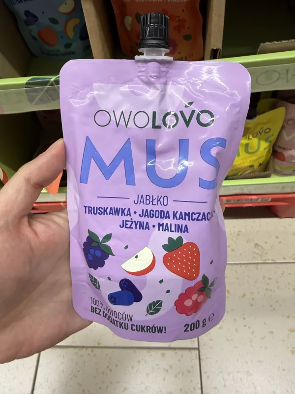 Owolovo Mus Jabłko Truskawka Jagoda kamczacka Jeżyna Malina | 200g