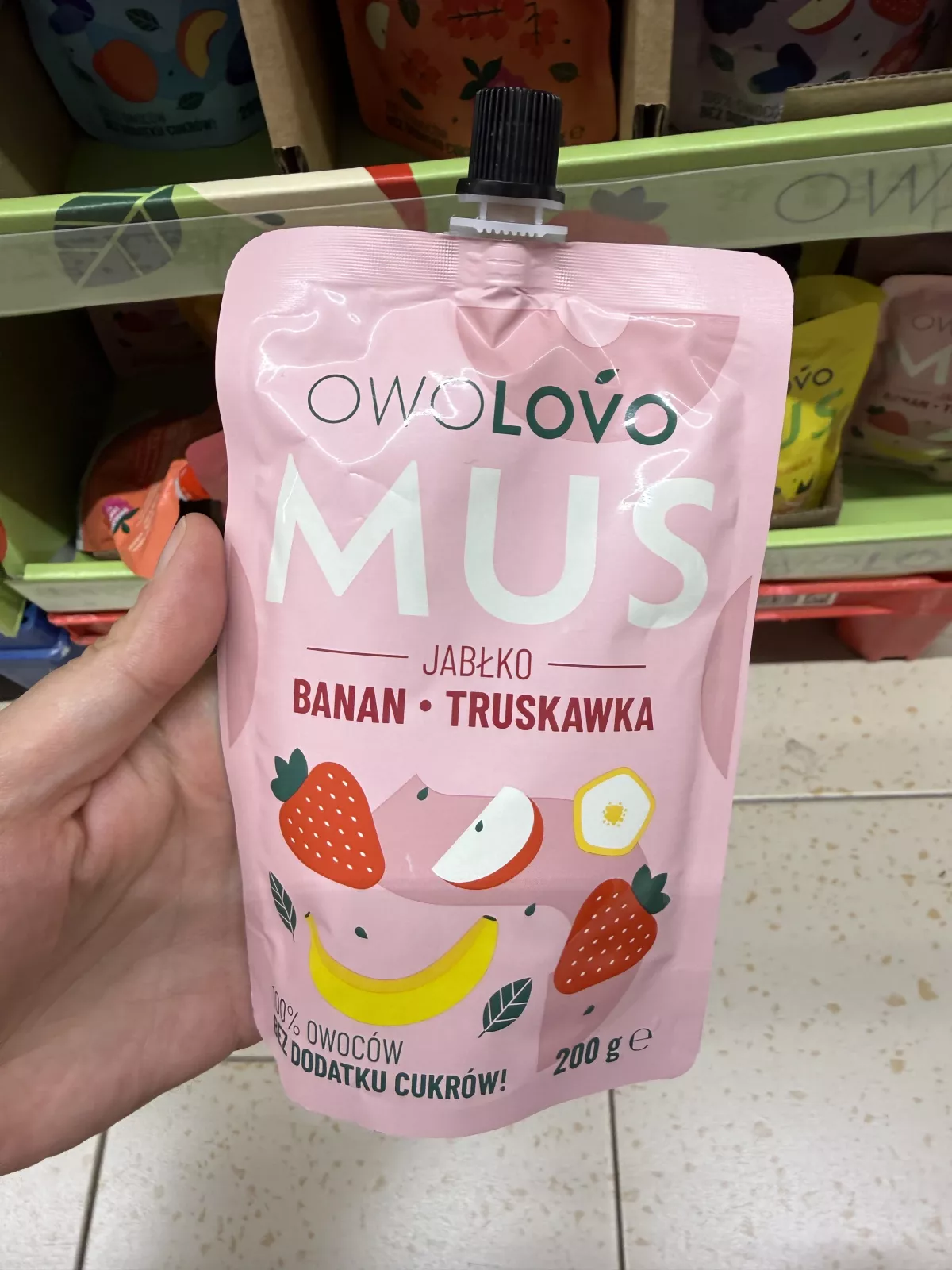 Owolovo Mus Jabłko Banan Truskawka | 200g