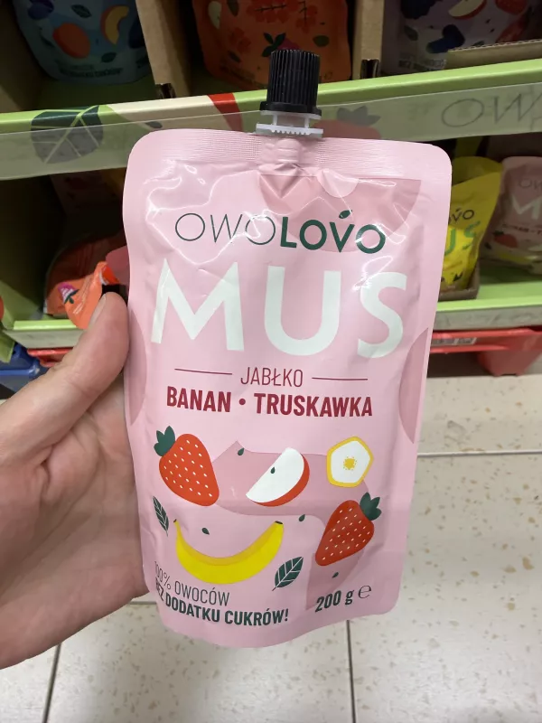 Owolovo Mus Jabłko Banan Truskawka | 200g