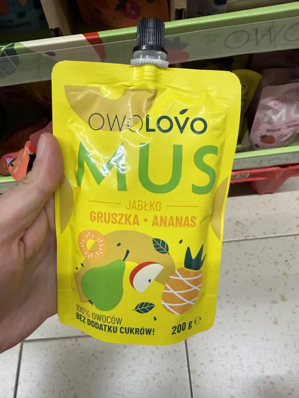 Owolovo Mus Jabłko Gruszka Ananas | 200g