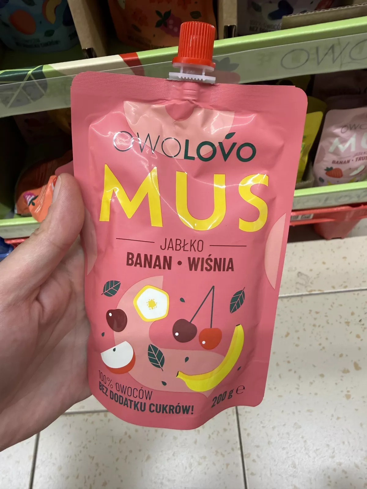 Owolovo Mus Jabłko Banan Wiśnia | 200g