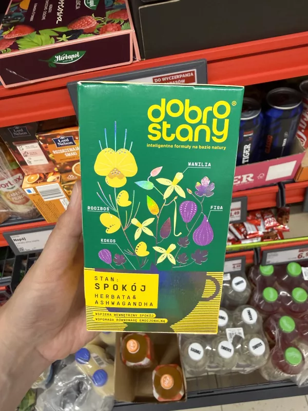 Dobrostany Stan: Spokój Herbata & Ashwagandha herbatka ziołowo-owocowa figa i wanilia 20 torebek | 40g