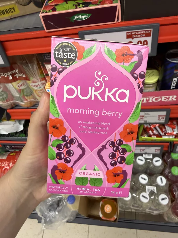 Pukka Morning Berry ekologiczna herbatka ziołowa z hibiskusem i czarną porzeczką 20 torebek | 34g