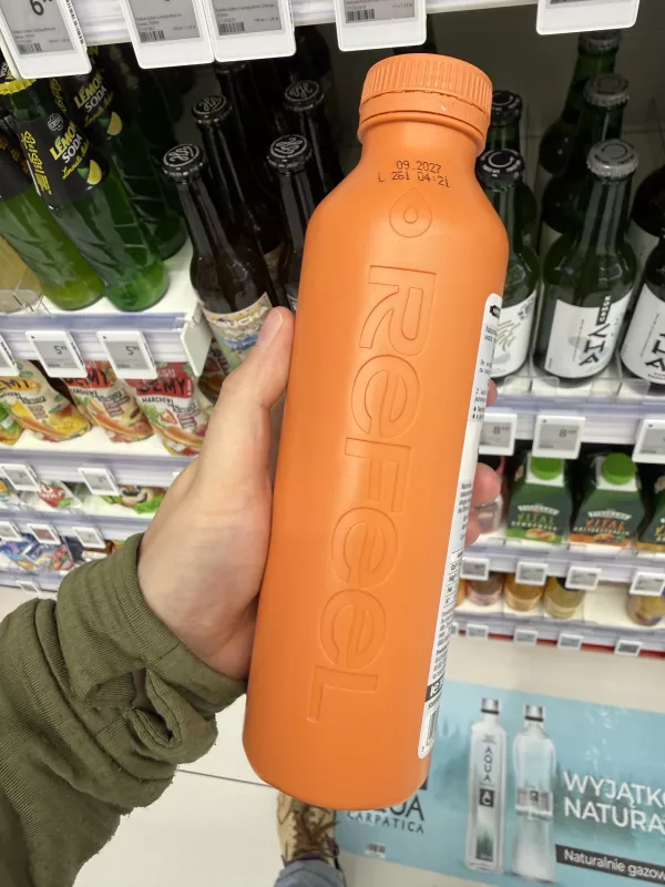 Refeel Po prostu Woda + Bidon naturalna woda mineralna niegazowana (pomarańczowy bidon) | 555ml