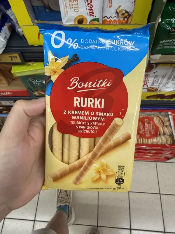 Bonitki Rurki z kremem o smaku waniliowym 0% dodatku cukrów | 150g