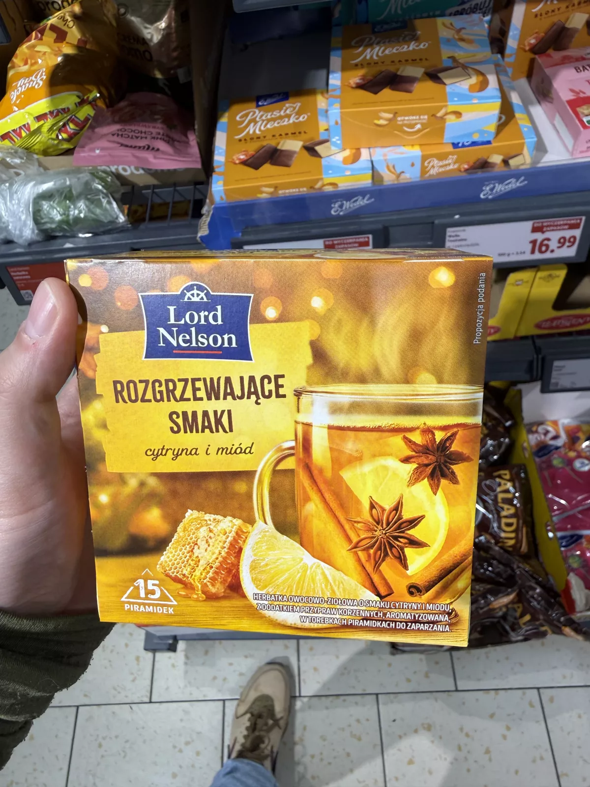 Lord Nelson Rozgrzewające Smaki Herbatka owocowo-ziołowa cytryna i miód 15 piramidek | 45g