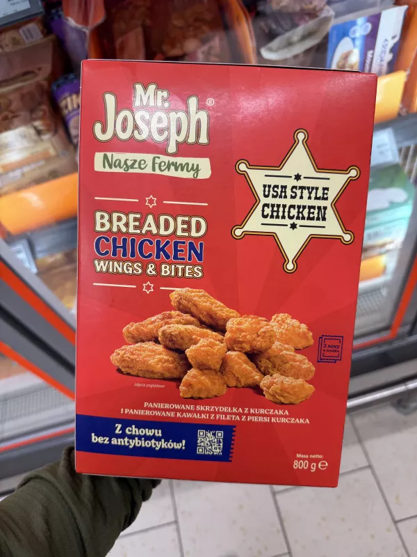 Mr. Joseph Breaded Chicken Wings & Bites / Panierowane skrzydełka i kawałki z piersi kurczaka z sosami | 800g