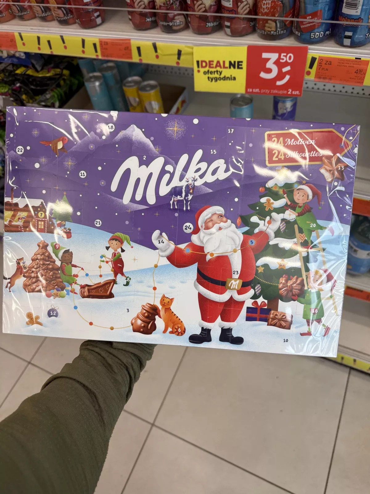 Milka kalendarz adwentowy 24 figurki czekoladowe z nadzieniem mlecznym | 200g