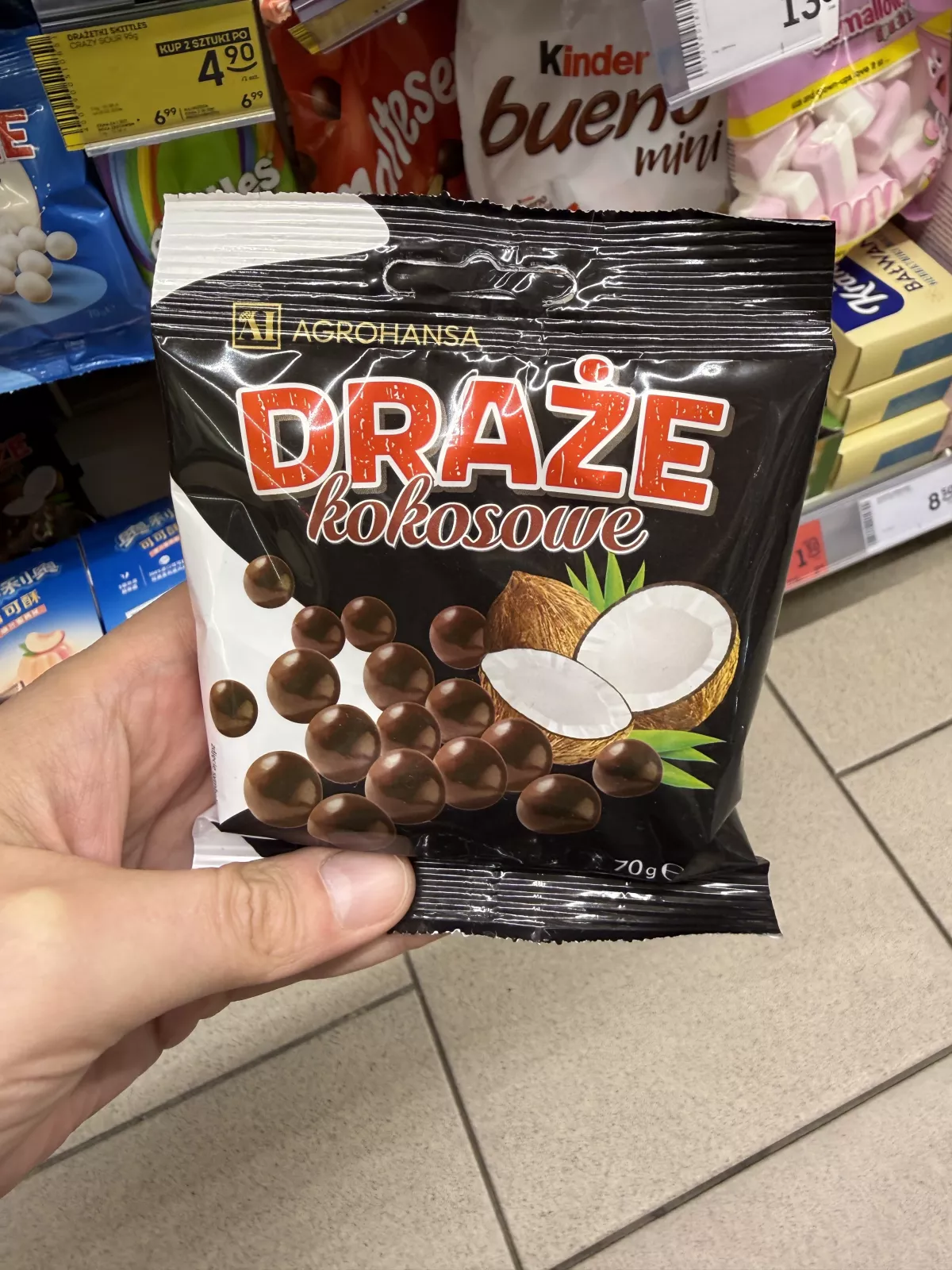Agrohansa Draże kokosowe w polewie kakaowej | 70g