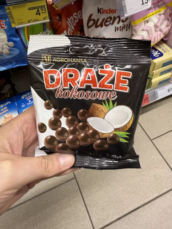 Agrohansa Draże kokosowe w polewie kakaowej | 70g