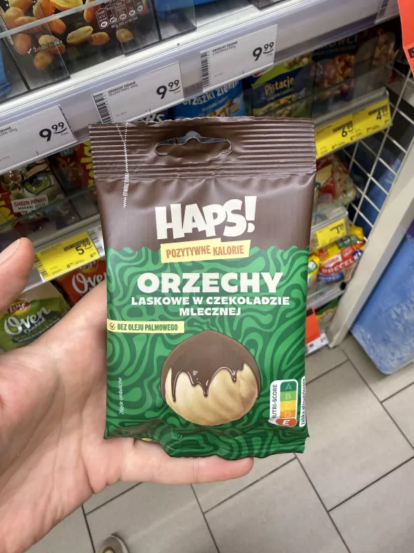 Haps! Orzechy laskowe w czekoladzie mlecznej | 30g