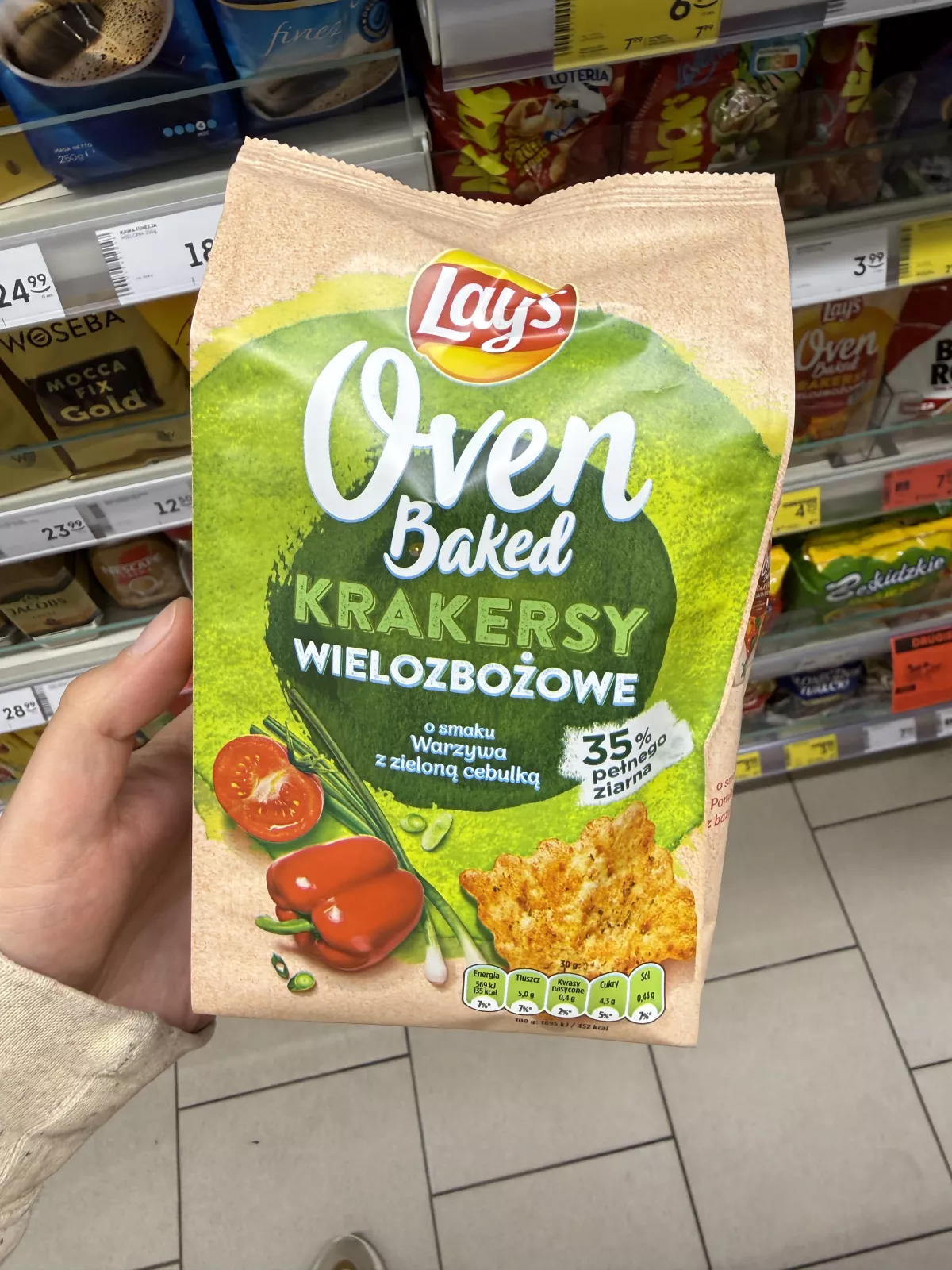 Lay’s Oven Baked Krakersy wielozbożowe o smaku warzyw z zieloną cebulką | 80g