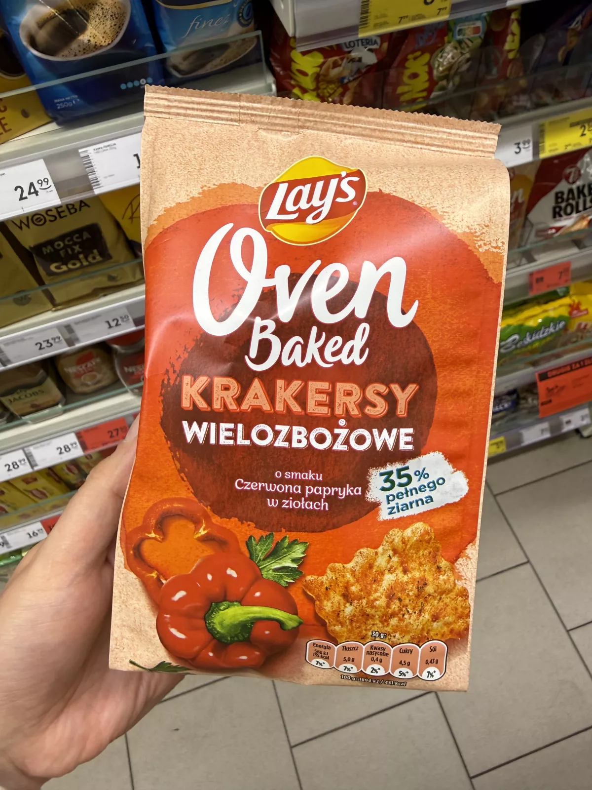 Lay’s Oven Baked Krakersy wielozbożowe o smaku czerwonej papryki w ziołach | 80g