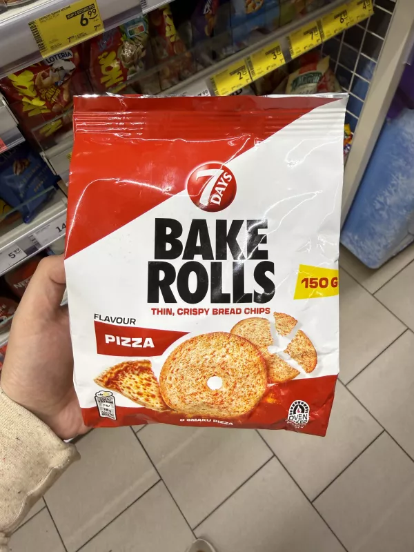 7 Days Bake Rolls Pizza / Chipsy chlebowe o smaku pizzy | 150g