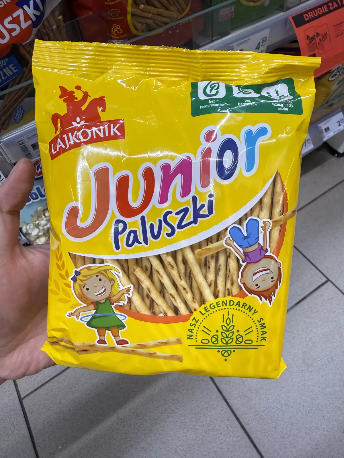 Lajkonik Junior Paluszki o smaku waniliowym (opakowanie bez niebieskiego pasa) | 150g