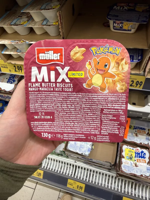 Müller Mix Limited Pokémon Charmander Mango-Maracuja Taste Yogurt Flame Butter Biscuits | 130g